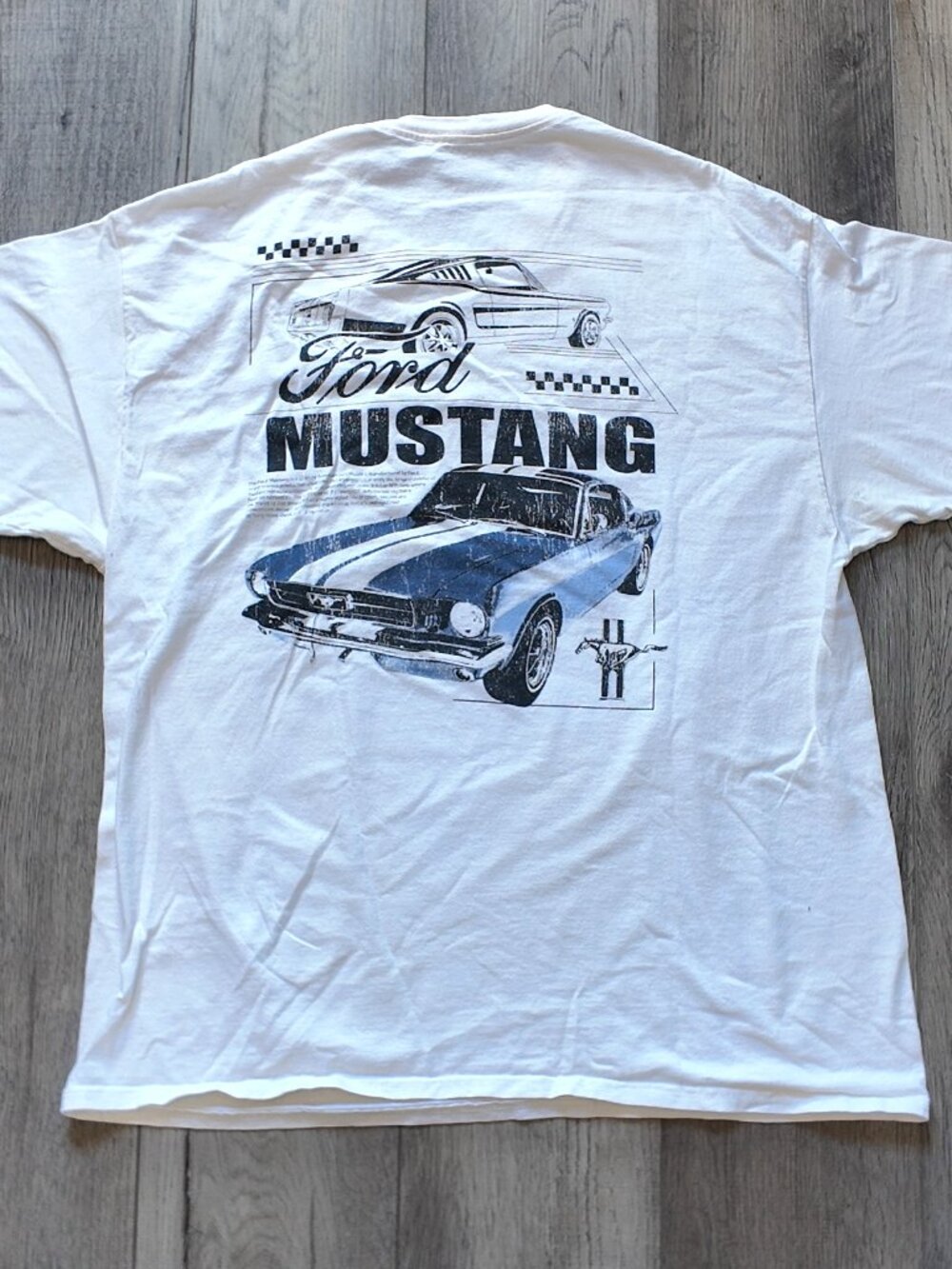 Ford Mustang Graphic T Shirt White Mens XL Retro Fastback Car Large Back Print